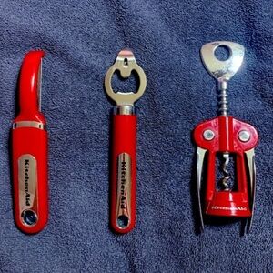 KitchenAid Empire Red Kitchen Trio - peeler, bottle opener, corkscrew